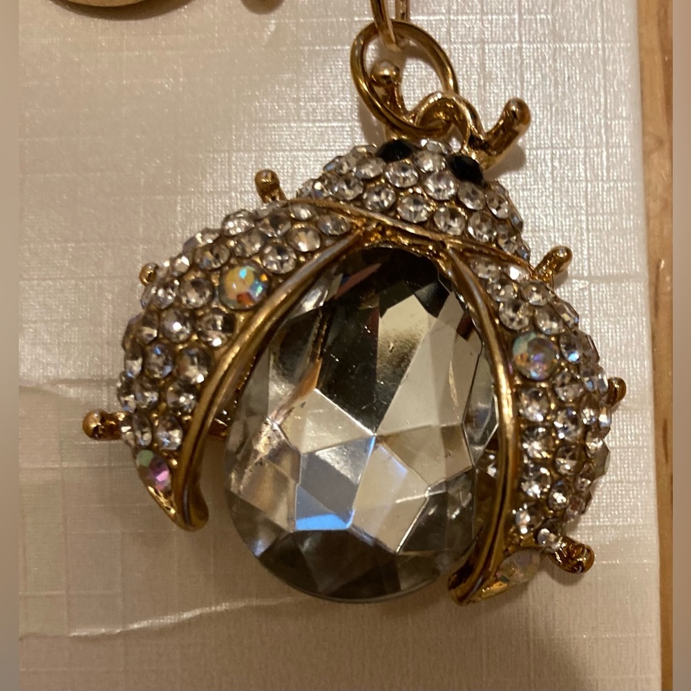 ❗️5 for $35❗️Elegant Gold and Silver Crystal Ladybug Bag Charm/ Keychain - Picture 2 of 3